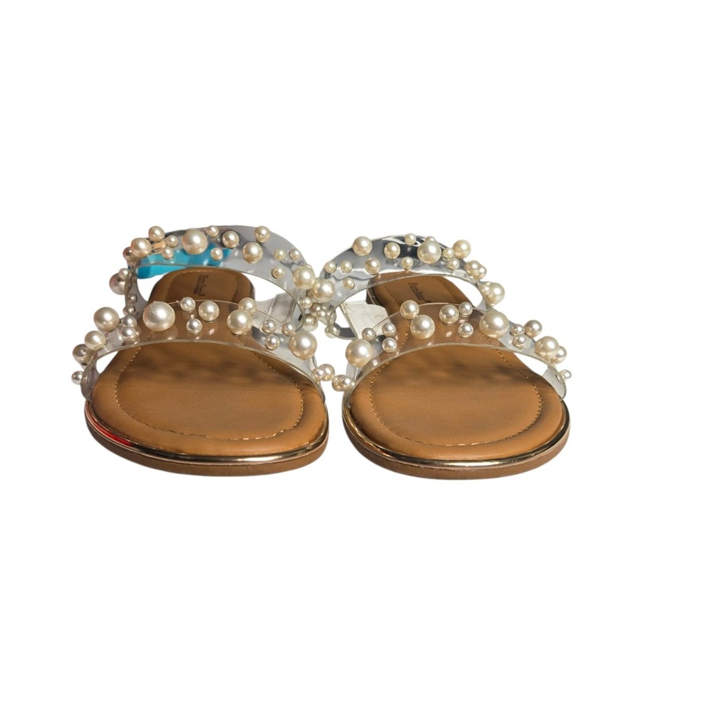 Pierre Dumas Pearl Embellished Lucite Slide Sandals Women's Size 8.5 - Picture 3 of 15